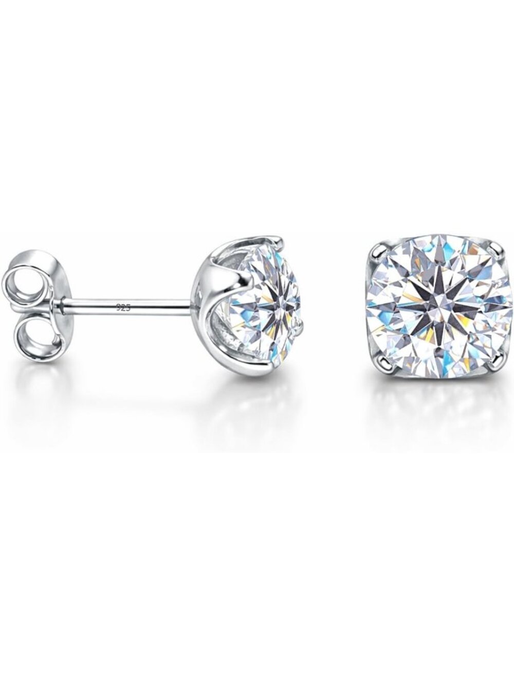 925 Sterling Silver CZ Halo & Heart Stud Earrings for Women | Rhodium-Plated